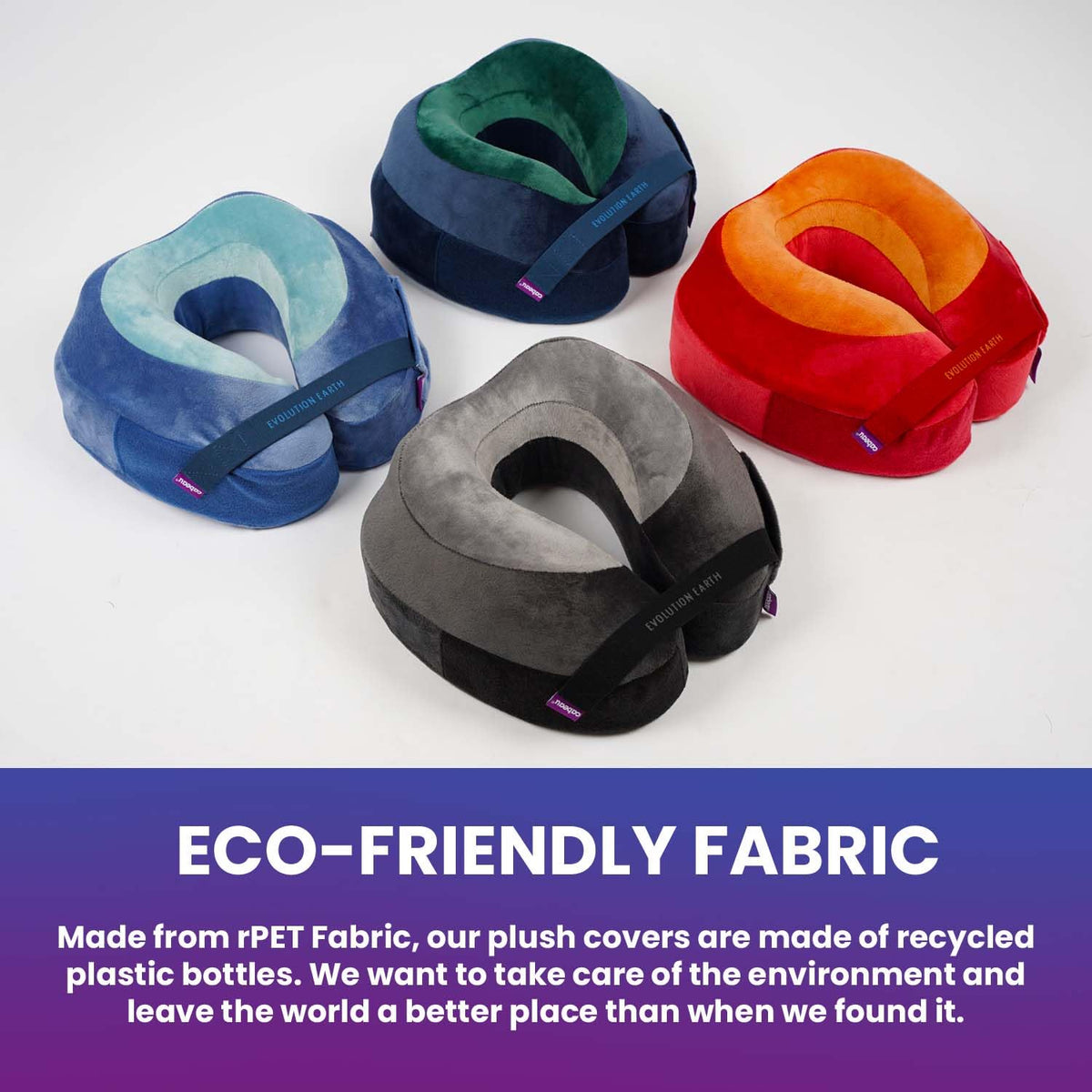 Recycled rPET fabric on Cabeau Evolution Earth Deluxe in use.