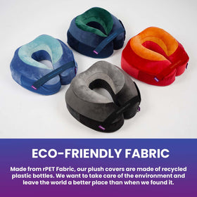 Recycled rPET fabric on Cabeau Evolution Earth Deluxe in use.