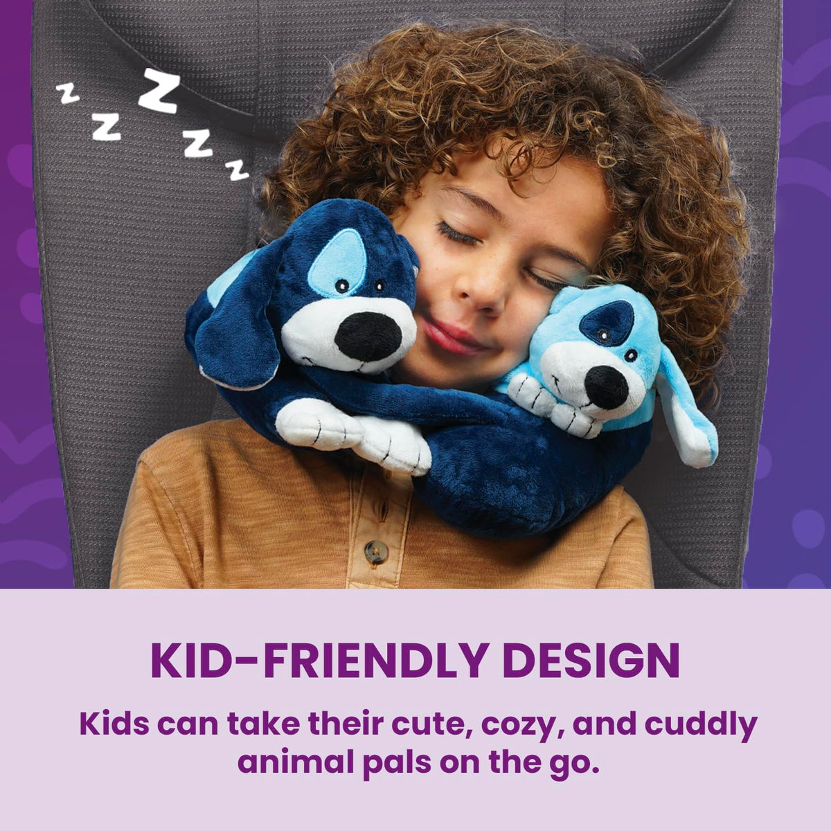 Cabeau Evolution Kids pillow with chin-strap, easy Velcro closure for secure fit.
