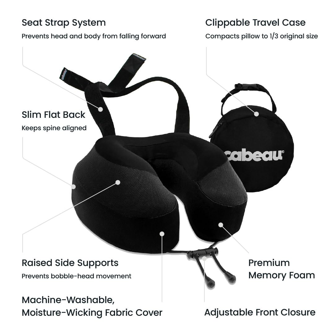Cabeau Evolution S3 360° support shown for versatile sleeping positions.