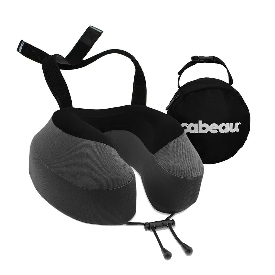 Cabeau Evolution S3 memory foam pillow for travel comfort on long flights.