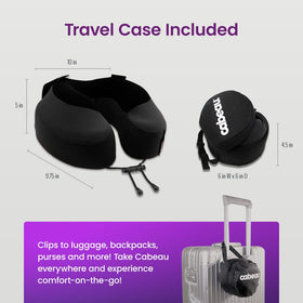 Cabeau Evolution S3 memory foam wings cradle the neck for ergonomic comfort.