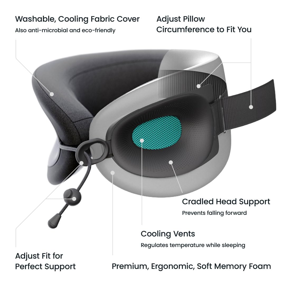 Cabeau Evolution X neck pillow with cord lock for precise tuning.