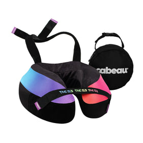 Cabeau travel neck pillow with attachable straps for secure plane seating
