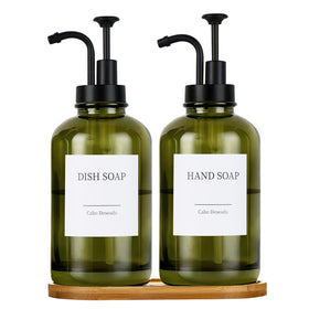Cabo Deseado glass dispenser set with pump, two-pack for organized countertops