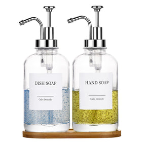 Cabo Deseado glass dispenser with pump for easy kitchen use.