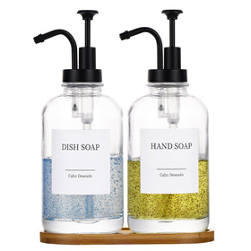 Cabo Deseado glass dispenser bottle with pump for smooth soap dispensing.