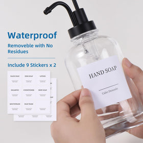 Cabo Deseado waterproof stickers for labeling hand, dish, and body wash.