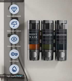 Cabo Deseado 3x300ml dispenser with large capacity for hotel or gym showers