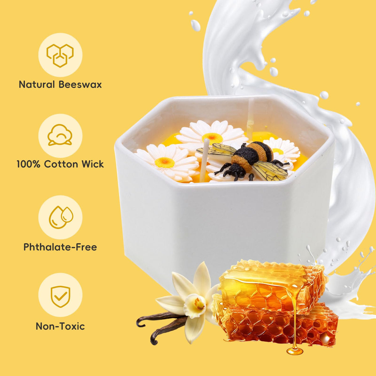 CabyGift beeswax candle features double cotton wicks for a clean, steady flame.