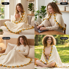 Cagulax sunflower blanket artful crochet flowers enhance living room decor