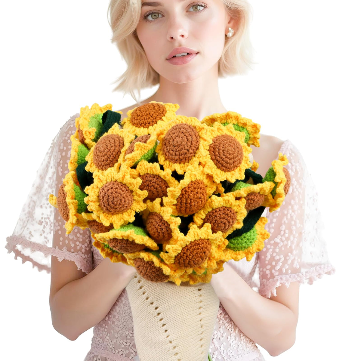 Cagulax sunflower blanket crochet bouquet for home decor and cozy gifting