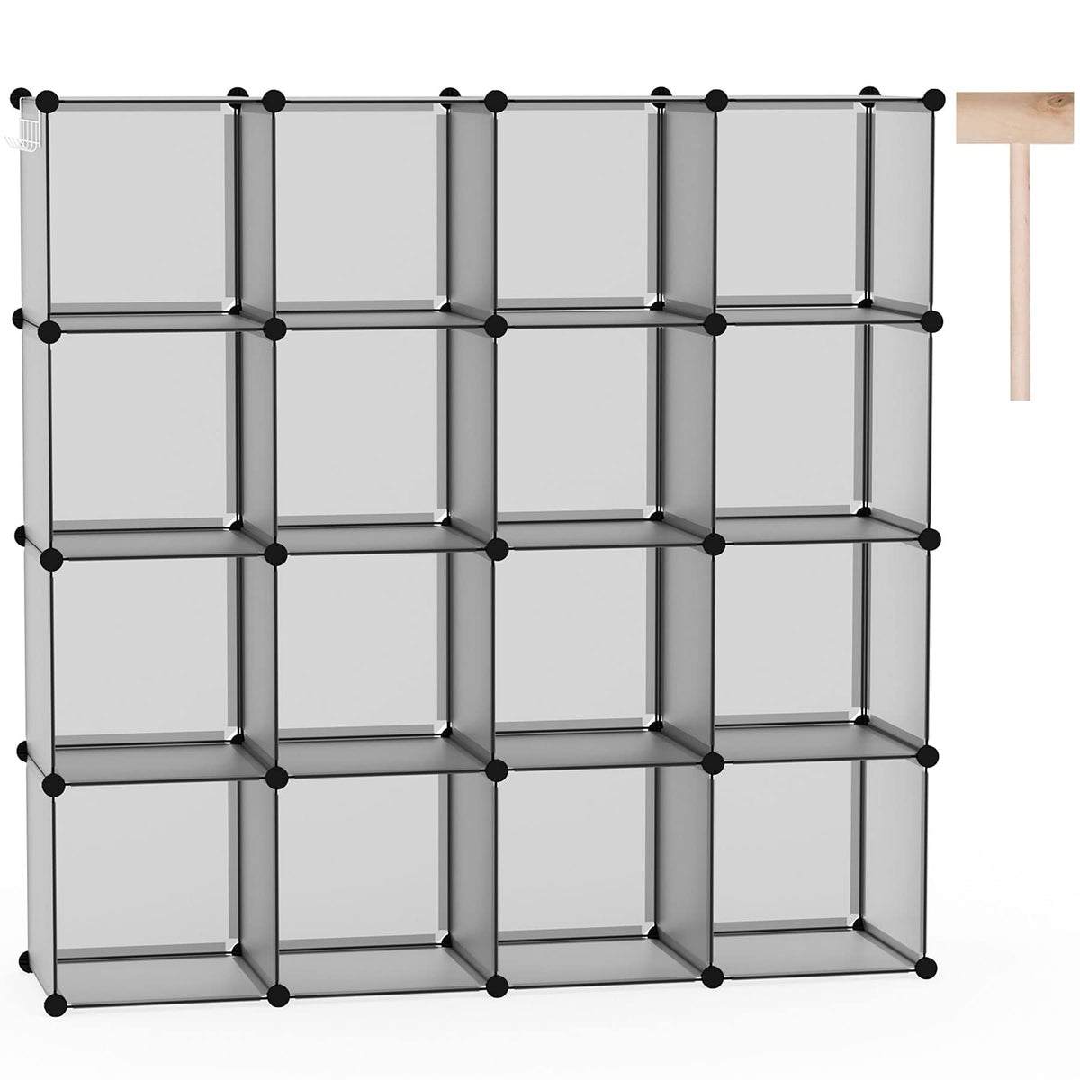 C&AHOME 16-cube storage organizer being assembled in a bright room.