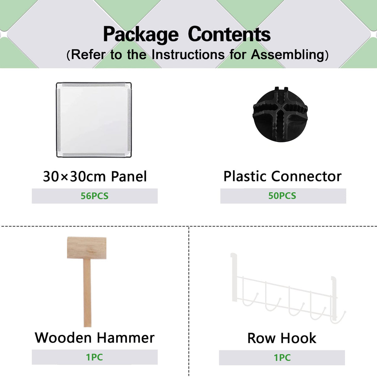 C&AHOME easy assembly with manual and a wooden mallet.