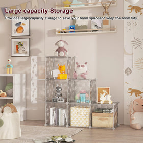 C&AHOME 6-cube shelves organize books, toys, and decor.