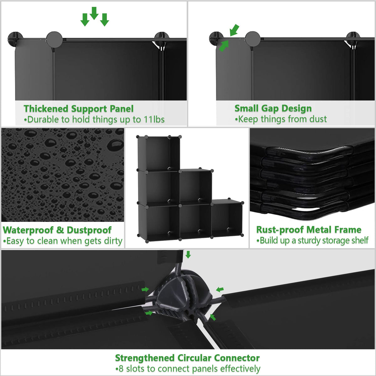 C&AHOME 6-Cube storage organizer close-up reveals durable ABS connectors