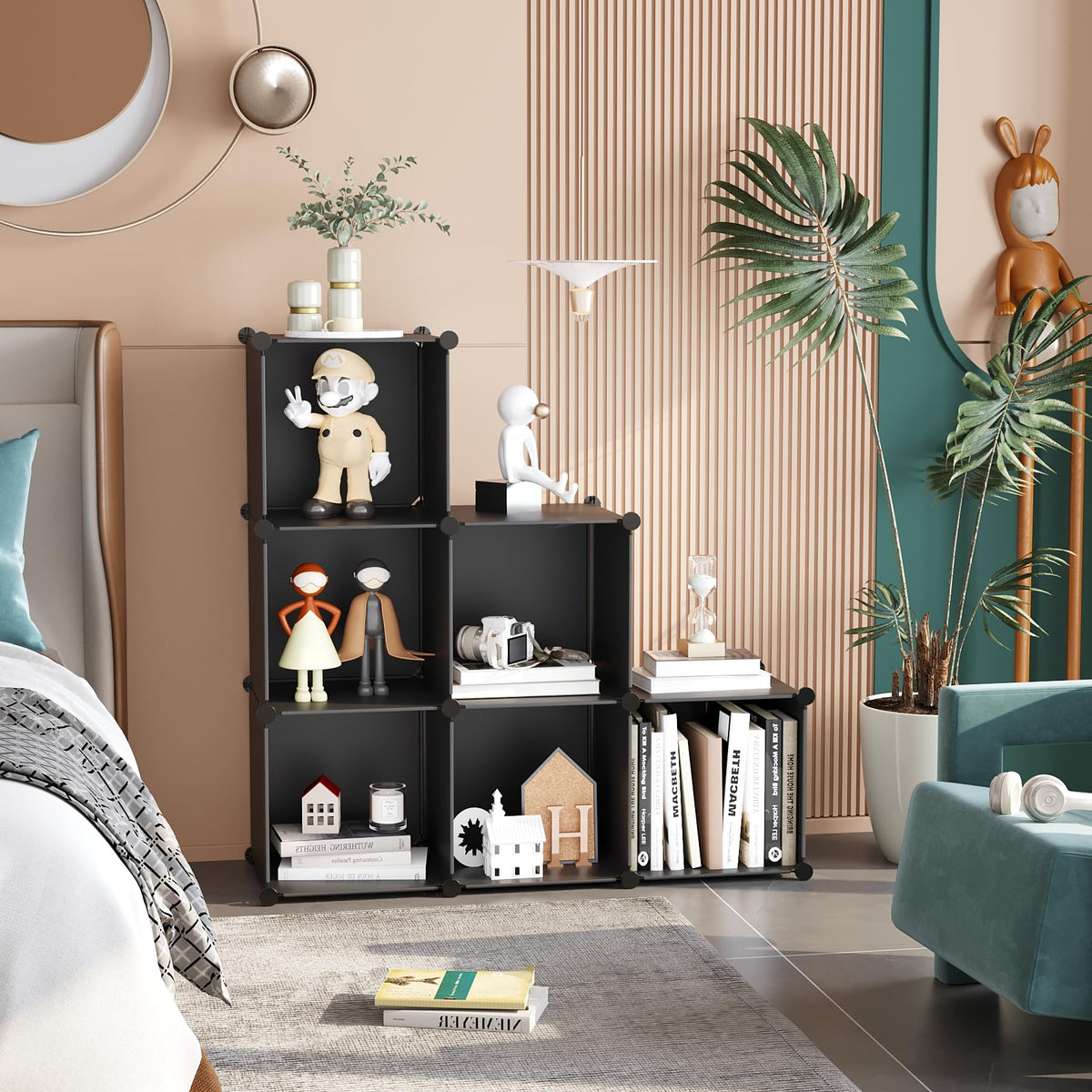 C&AHOME 6-Cube storage organizer side view highlights modular, space-saving versatility