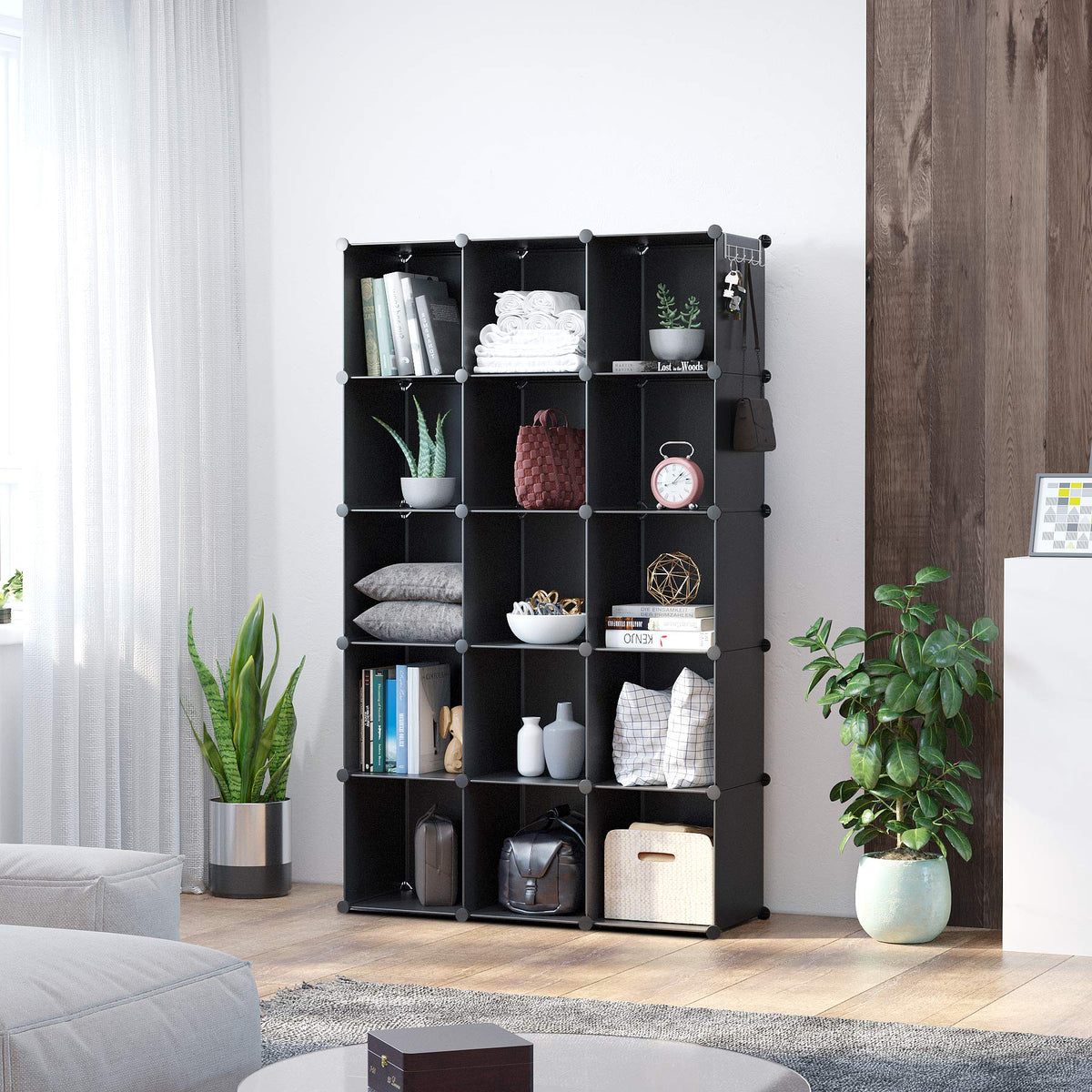C&AHOME cube storage organizer books and plants arrangement demonstrates tactile organization