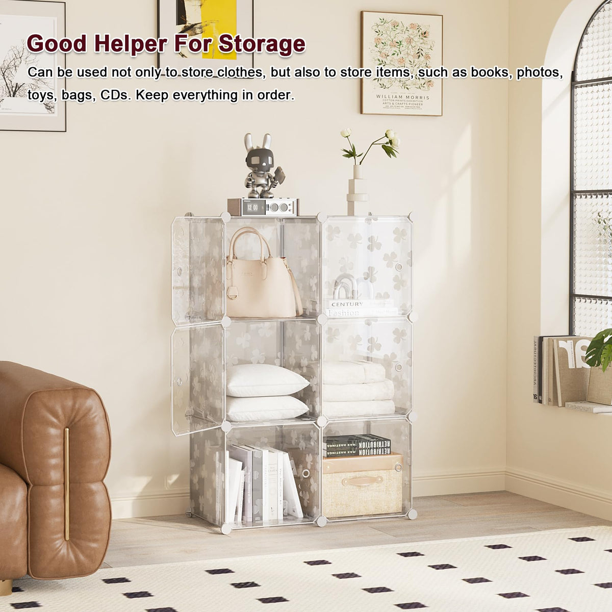 C&AHOME DIY plastic modular bookshelf adapts to any room layout.