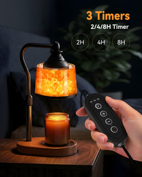 Walnut wood base with amber globe from CaHomet creates warm evenings.