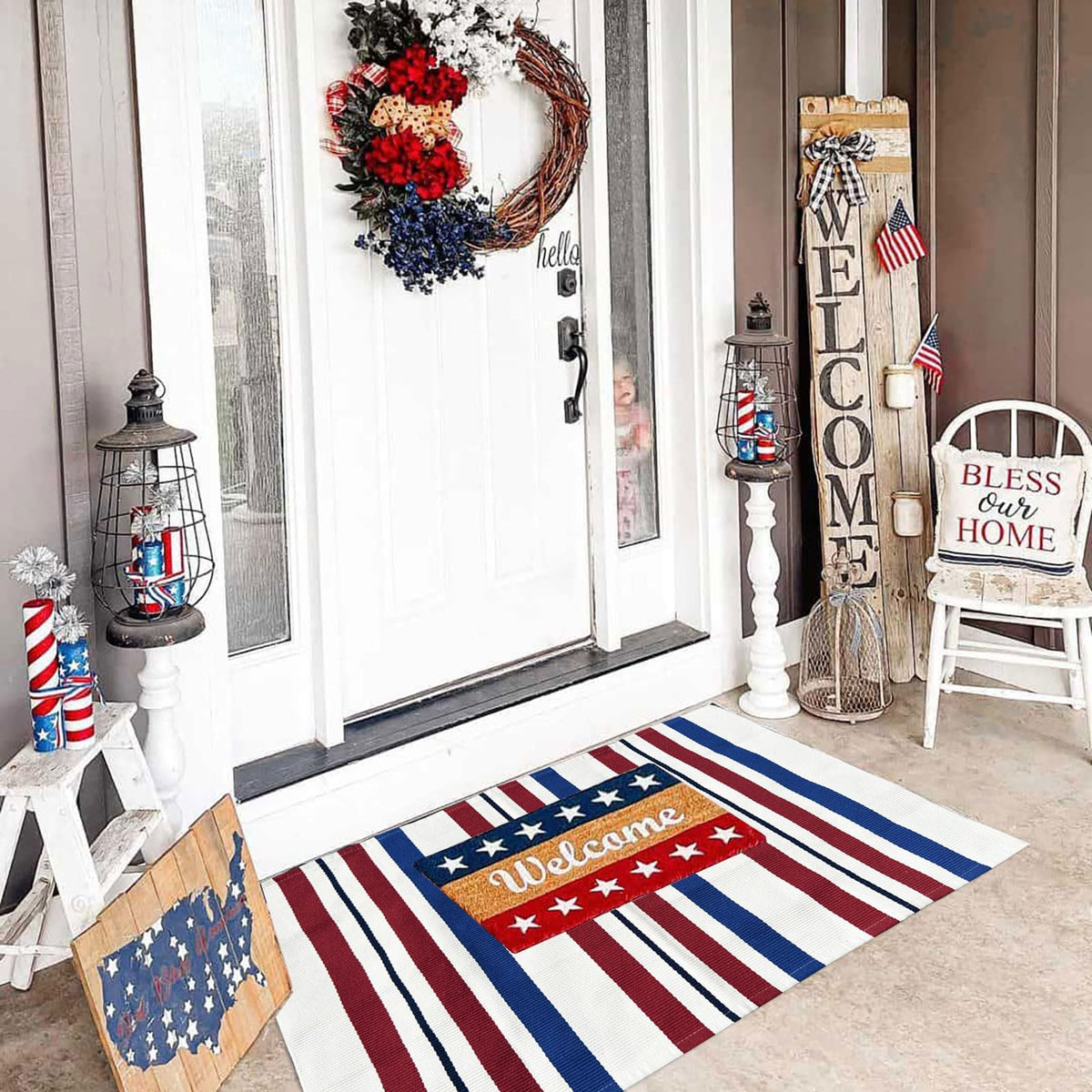 CAINANEL 27.5x43 inch mat provides a large welcoming surface for porch entrances.