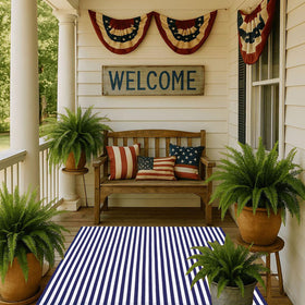 CAINANEL US flag inspired doormat for welcoming holiday decor.