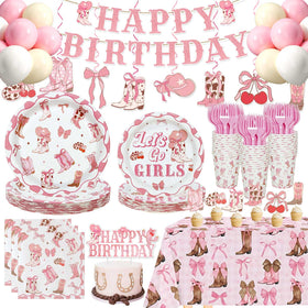 Caisehabu boots and bows plates set displayed for a complete party tablescape