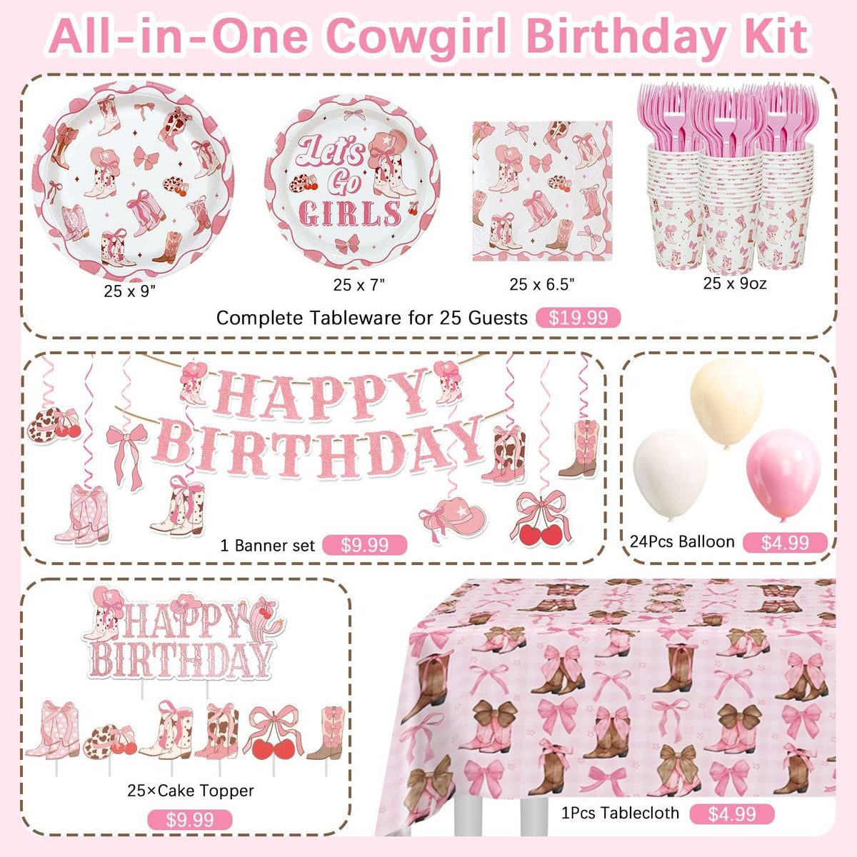 Caisehabu cowgirl tablecloth banner highlights easy setup and cohesive theme
