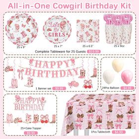 Caisehabu cowgirl tablecloth banner highlights easy setup and cohesive theme