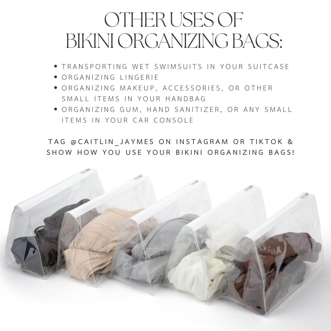 Caitlin Jaymes bikini bags for drawer storage compact size fits neatly.
