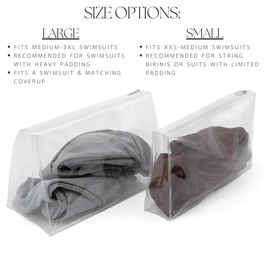 Caitlin Jaymes bikini bag zip-close for easy access and secure closure.
