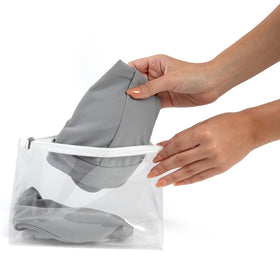Caitlin Jaymes bikini bags clear pack10 front view for easy visibility.