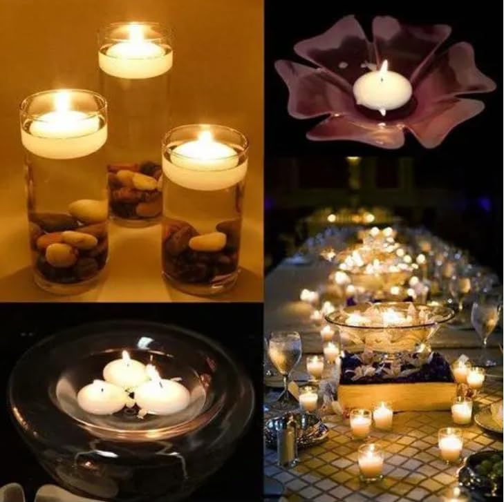 CAKETYCG 3-inch white floating candle creates a calm, inviting water scene.