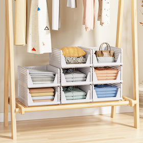 caktraie 5 Pack Stackable Closet Storage Basket doubles as space-saving drawer organizers.
