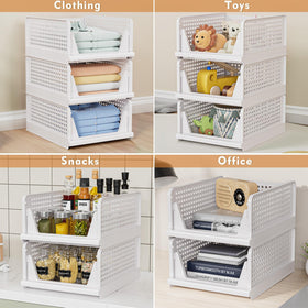 caktraie 5 Pack Stackable Closet Storage Basket in durable PP plastic for daily use.