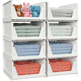 caktraie 8-pack stackable storage basket assembled for space-saving closet organization
