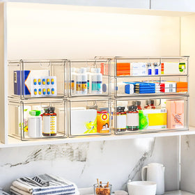 caktraie acrylic stackable drawers, close-up on dustproof construction