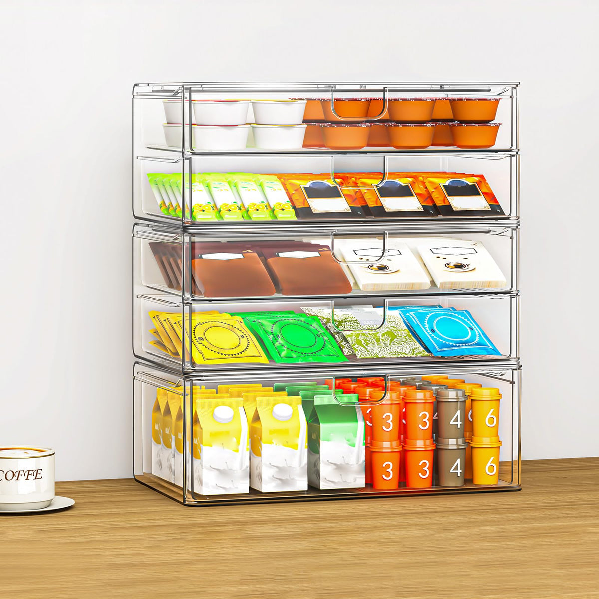 caktraie acrylic stackable drawers, medium front view, ideal for organizing brushes and palettes