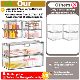 caktraie acrylic stackable drawers on pantry shelf for organized snacks