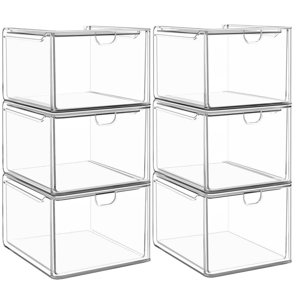 caktraie small clear stackable drawer set keeps art supplies organized and visible.