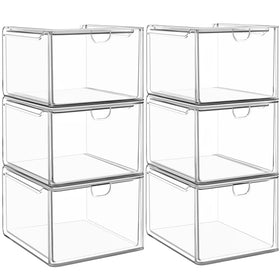 caktraie small clear stackable drawer set keeps art supplies organized and visible.