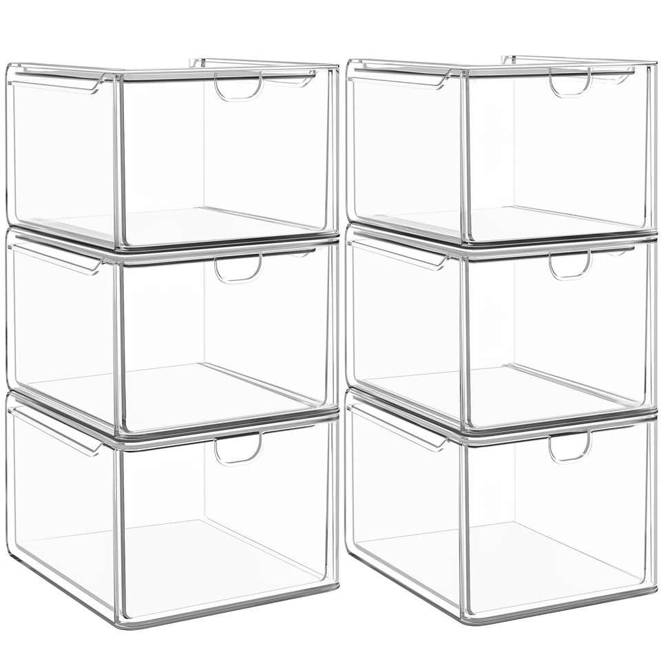 caktraie small clear stackable drawer set keeps art supplies organized and visible.