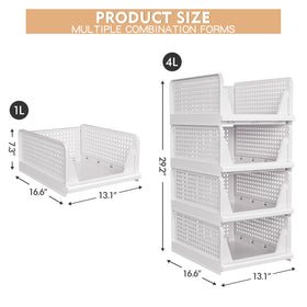 caktraie stackable closet bins in white waterproof PP plastic for durable storage