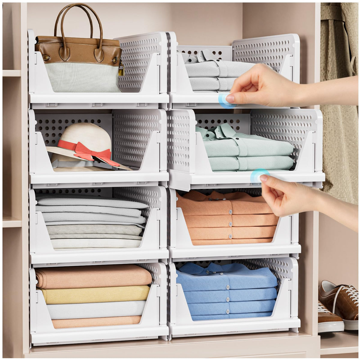 caktraie stackable bin folded-flat for compact storage when not in use