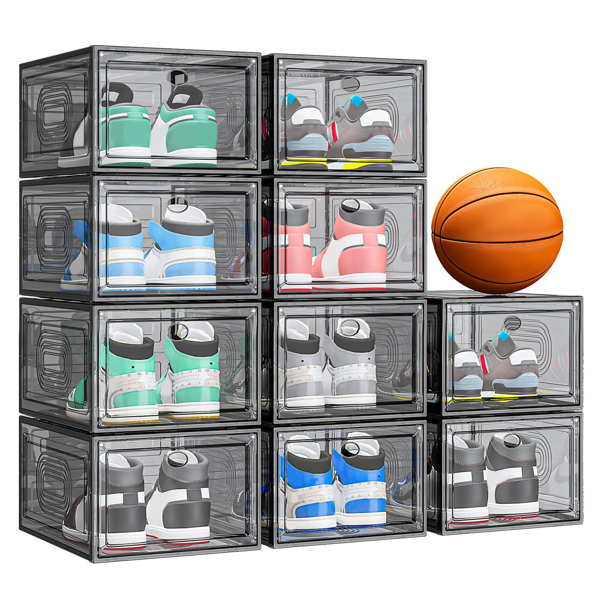 caktraie thickened shoe organizer with magnetic door for compact sneaker display
