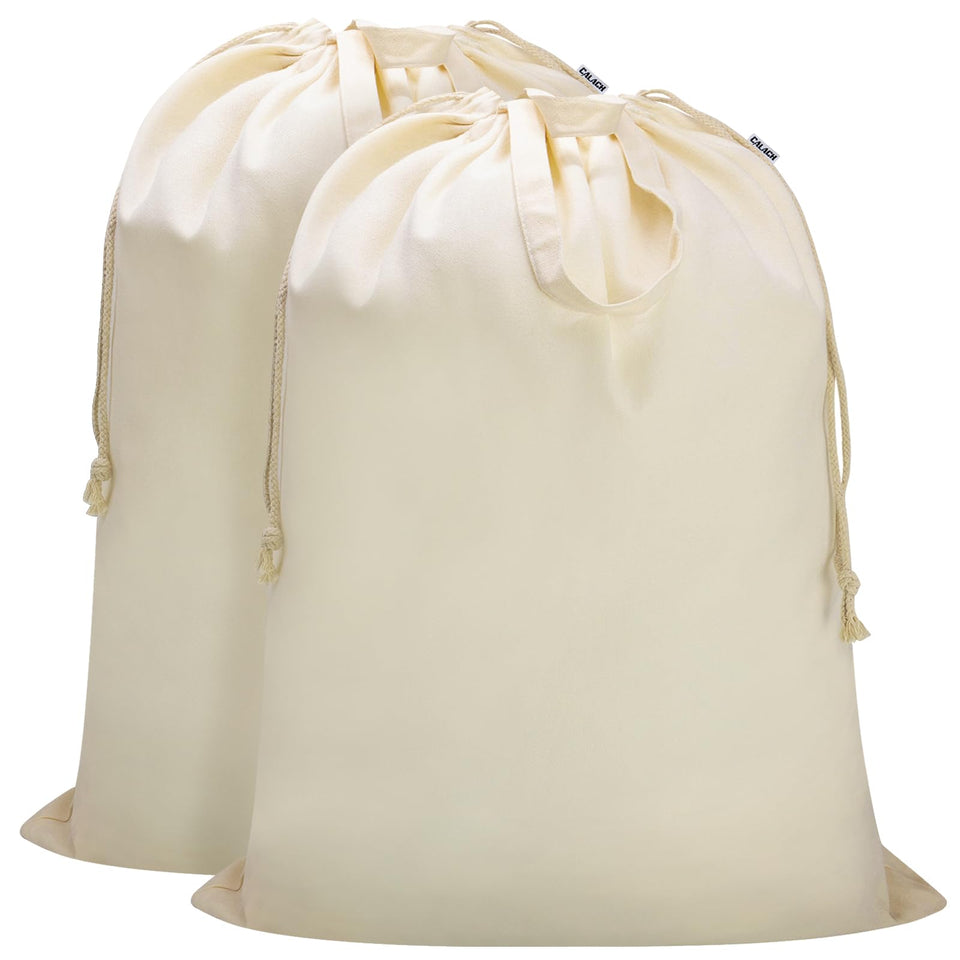 CALACH canvas laundry bag 33x35 inch beige, large capacity