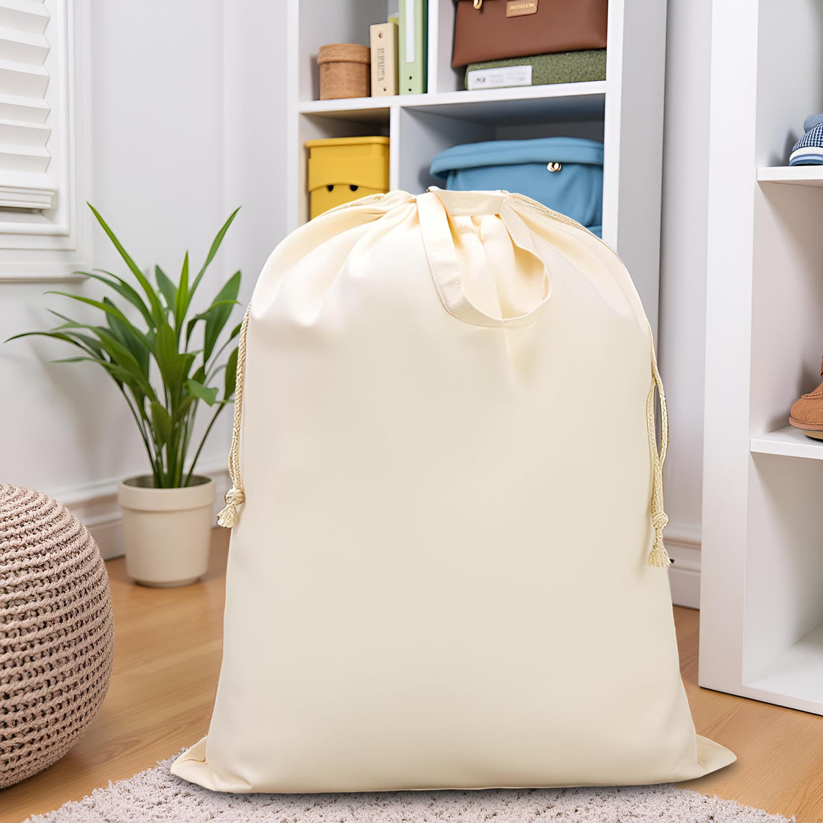 Two-pack CALACH beige laundry bags offer practical storage liners