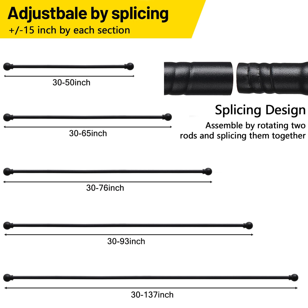 CALCHELE rods compatible with grommet, back-pull, rod pocket, and top-pull curtains