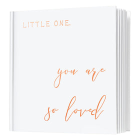 Calculs baby shower guest book with rose gold cover for signatures and memories.