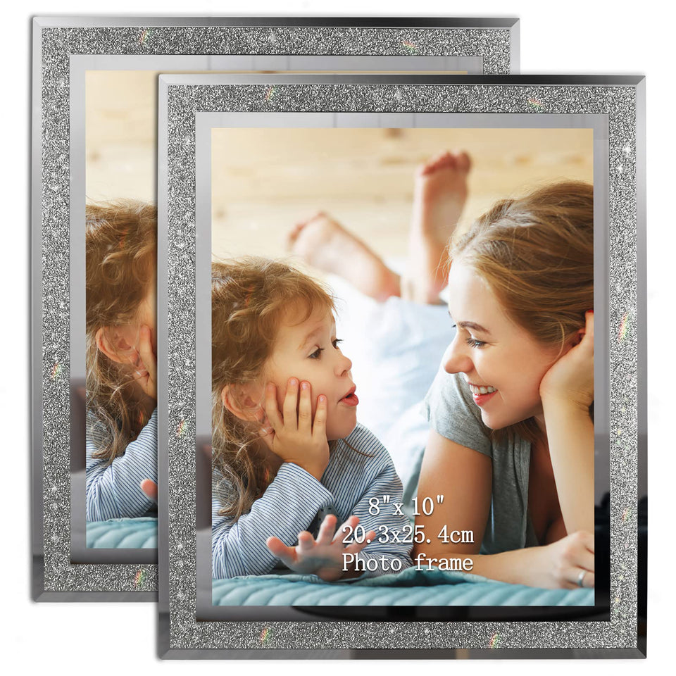 Calenzana Sparkle Glass Frame 8x10 front view showcases photos with a glittering accent.